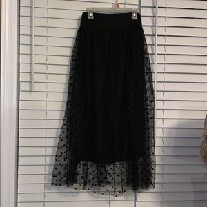 Black Sheer Pokadot Skirt